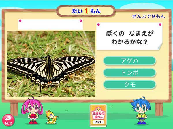 タブレット学習 生活「生きものクイズ アゲハ」