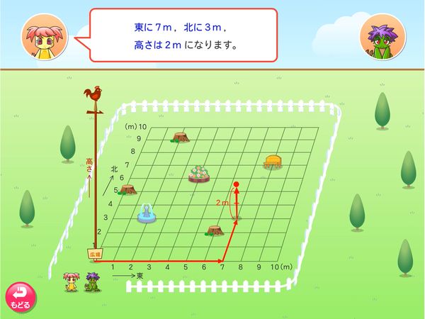 タブレット学習 算数「立体 位置の表し方」